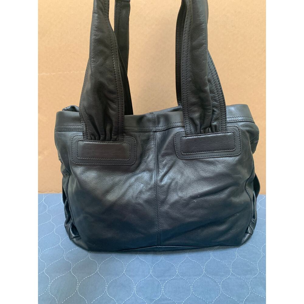 B MAKOWSKY Large Butter Soft Black Leather Double Strap Shoulder Bag Tote - Picture 4 of 16